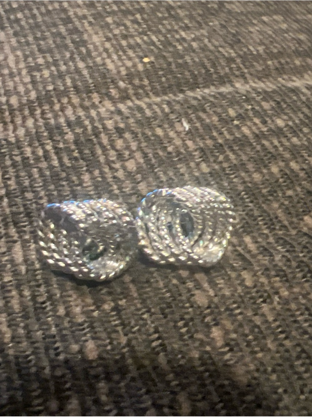 Silver Twisted Hoop Earrings - Classic Women Jewelry crown Trifari - Picture 4 of 4